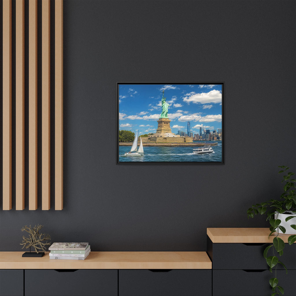 Statue of Liberty Matte Framed Canvas Print — New York City Landmark Wall Art