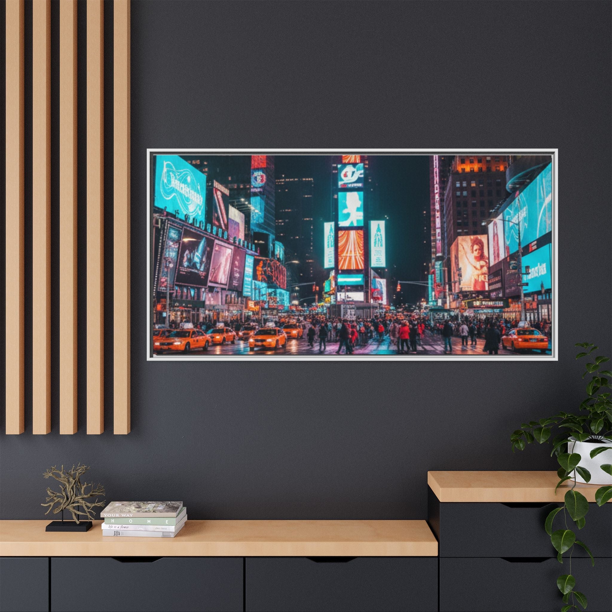 New york / Japan Nightskape Cityskape Framed Canvas Art - Stunning