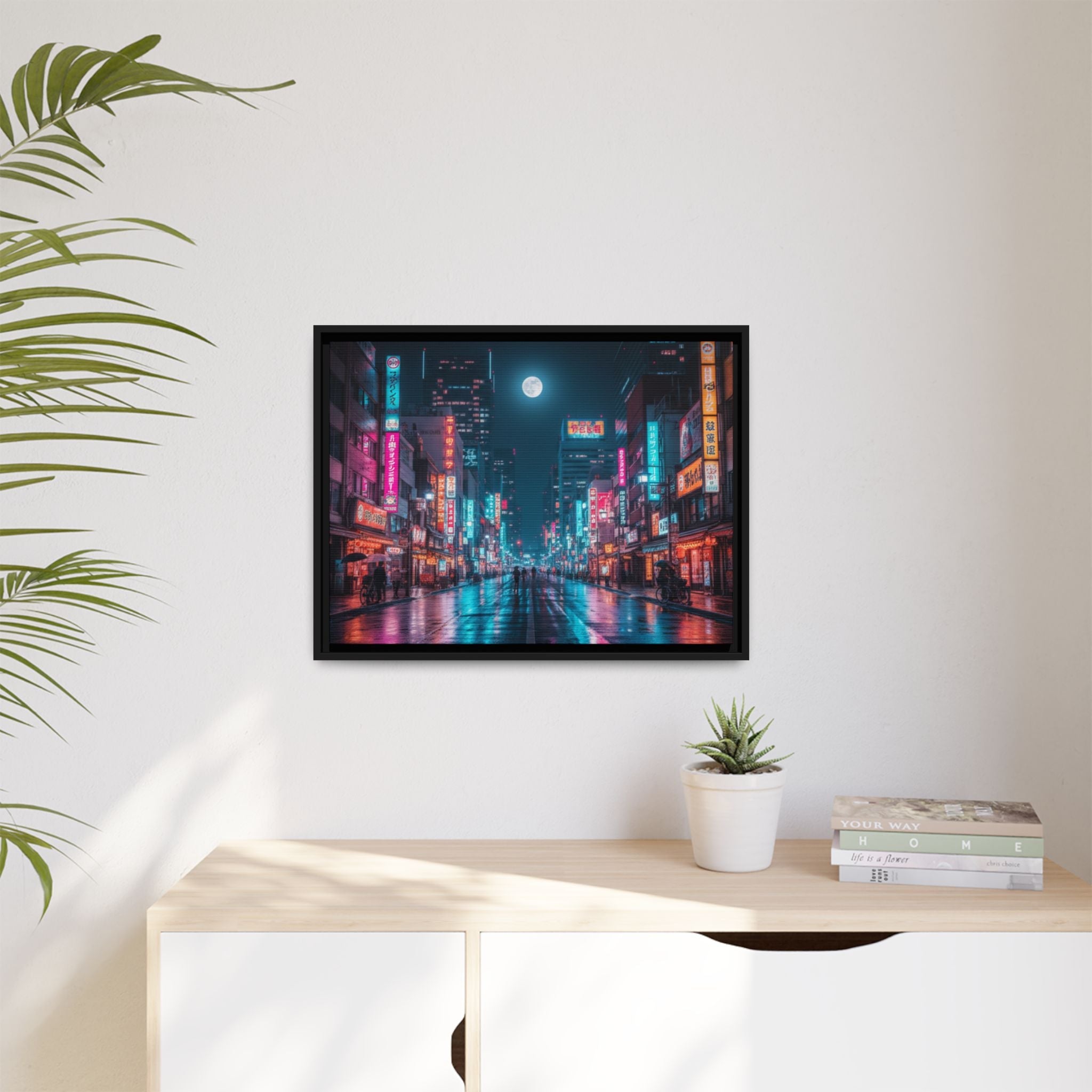 Japan Nightscape Canvas Framed Print - Stunning - Vibrant