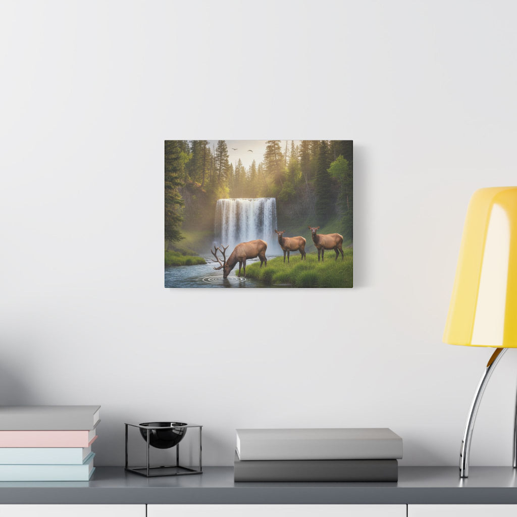 Waterfall Elk Canvas