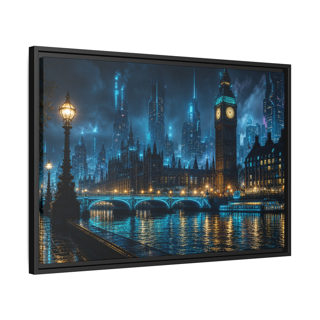 London Thames Night Canvas Wall Art Print Ready to Hang