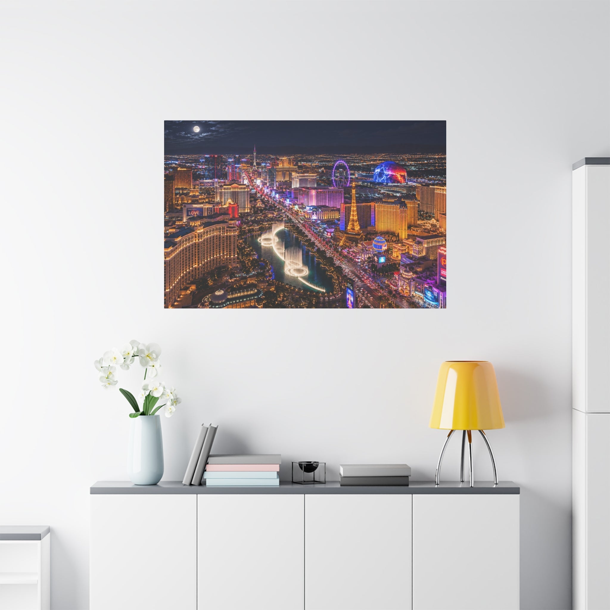 Las Vegas Strip Nightscape Matte Canvas Print — Stunning Vibrant Art