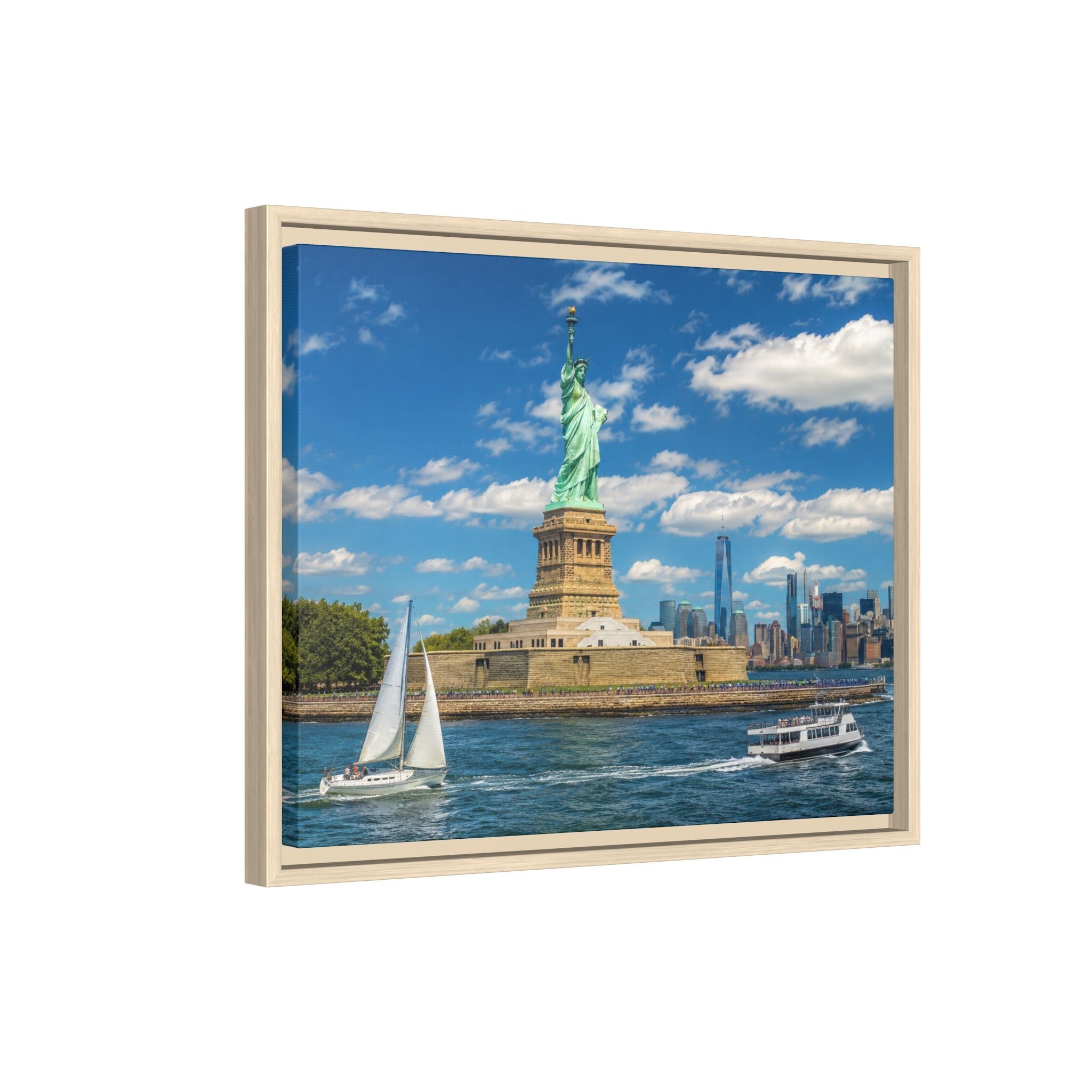 Statue of Liberty Matte Framed Canvas Print — New York City Landmark Wall Art