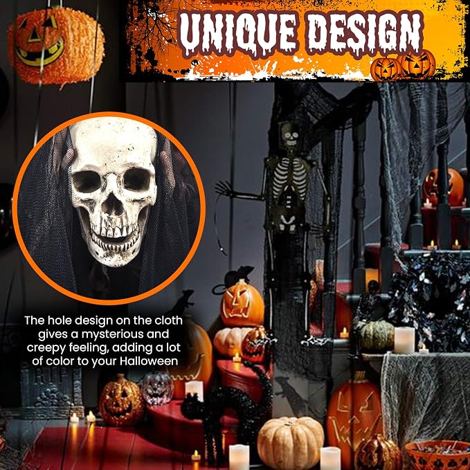 48 X 240 Inch Halloween Creepy Cloth, Black Spooky Cheesecloth Tapestry For
