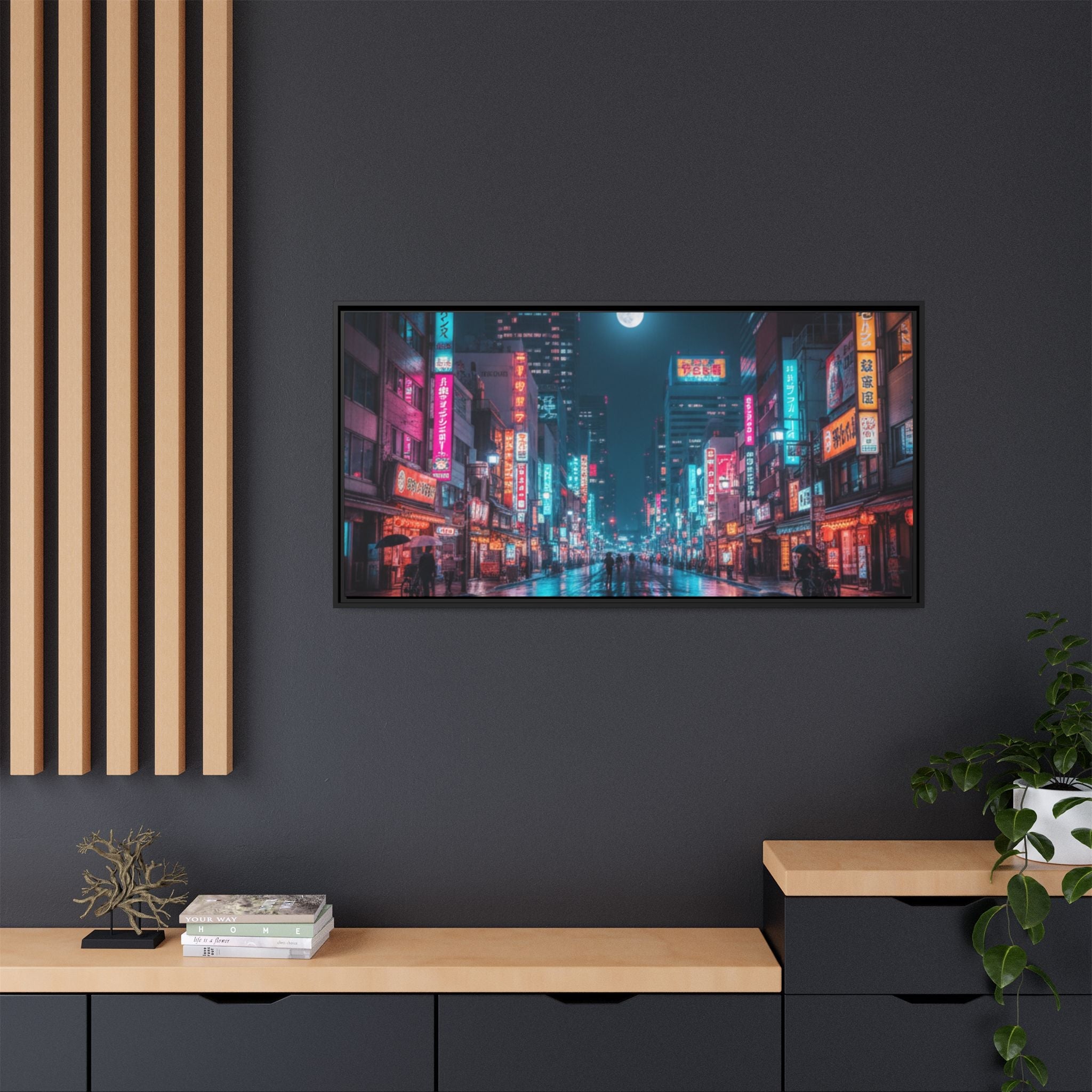 Japan Nightscape Canvas Framed Print - Stunning - Vibrant