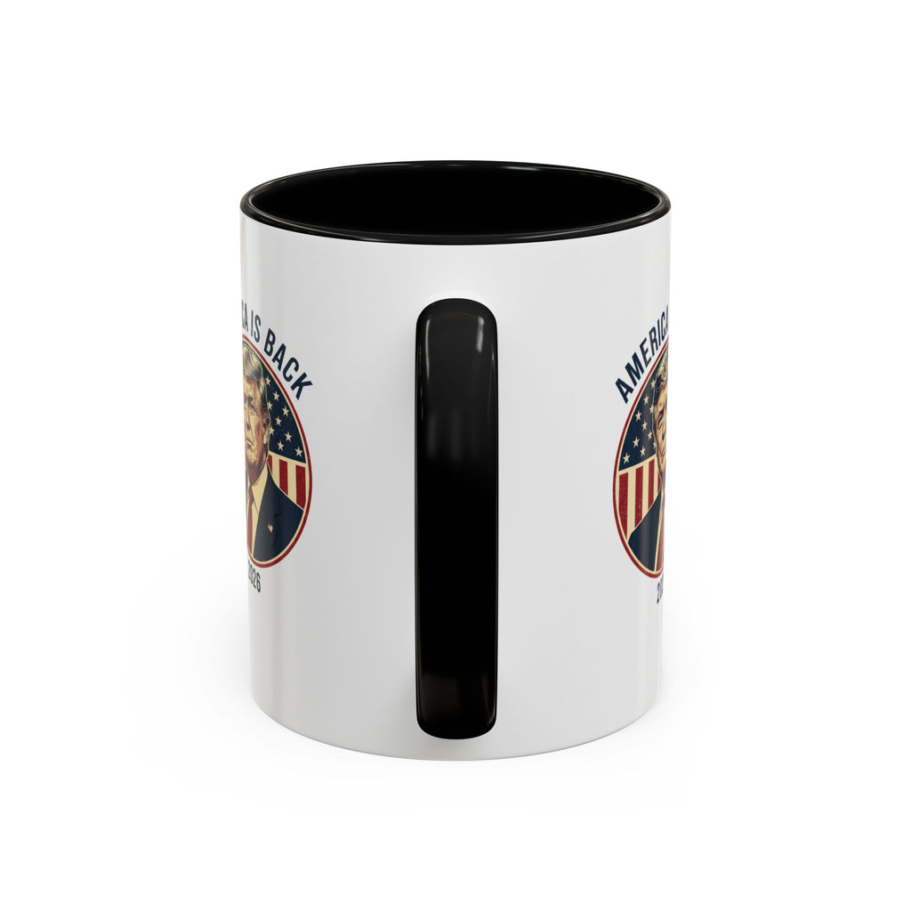 America Is Back 2026 Accent Coffee Mug — Patriotic Trump Campaign Ceramic Mug