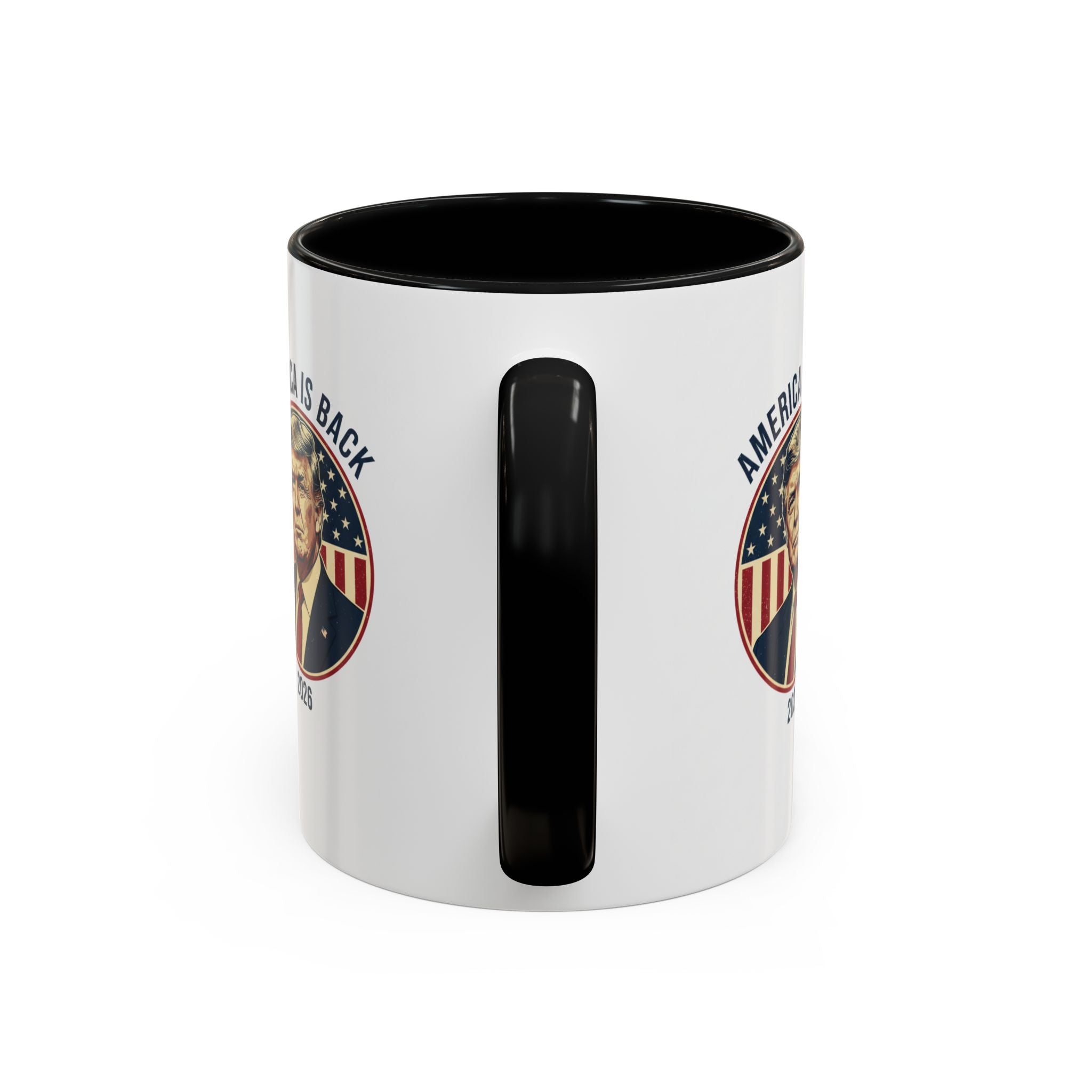 America Is Back 2026 Accent Coffee Mug — Patriotic Trump Campaign Ceramic Mug