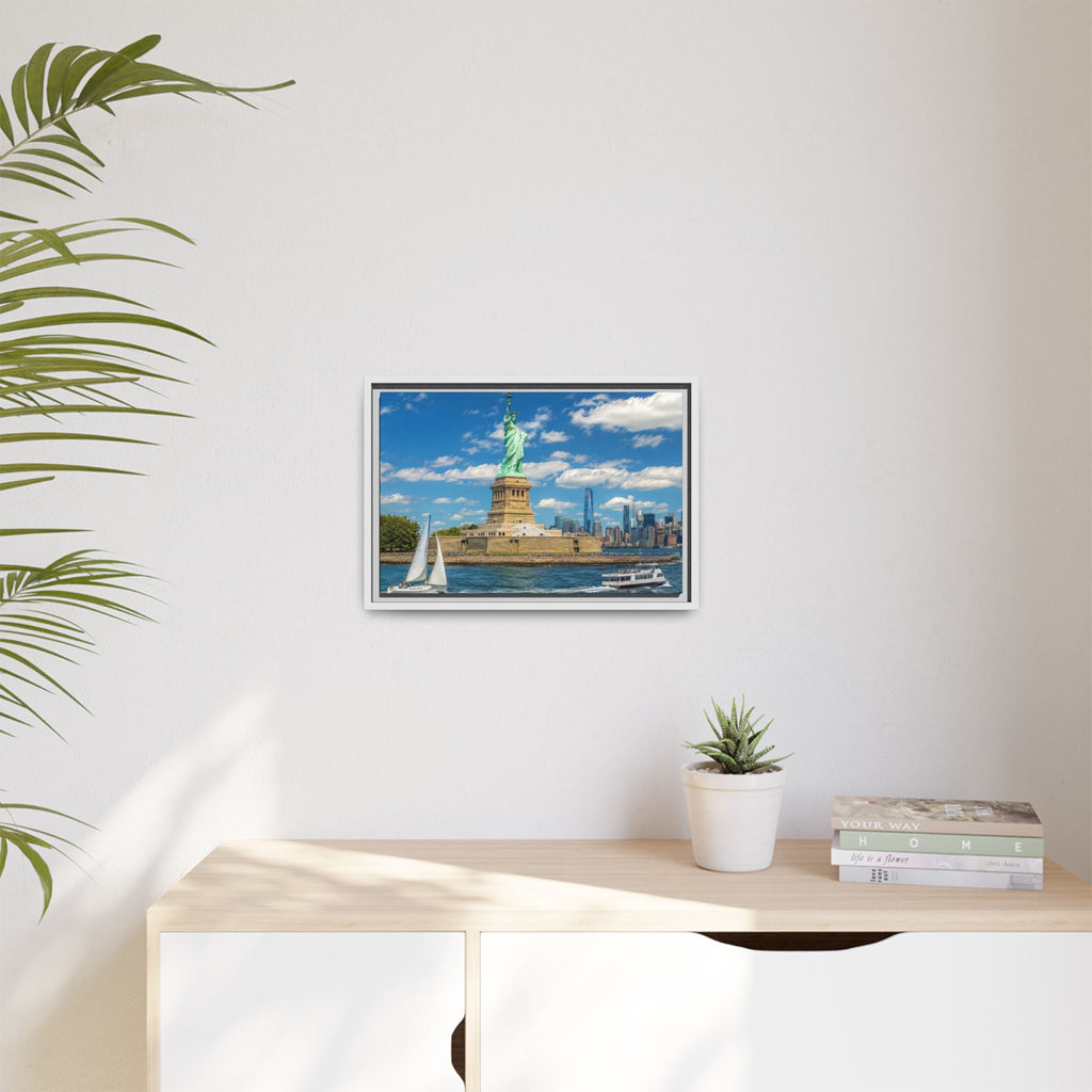 Statue of Liberty Matte Framed Canvas Print — New York City Landmark Wall Art