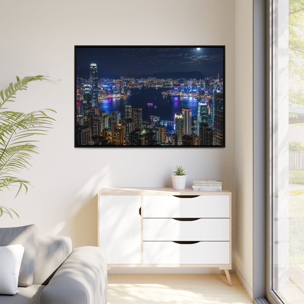 Hong Kong Night City Skape — Nighttime Harbor Skyline - stunning image