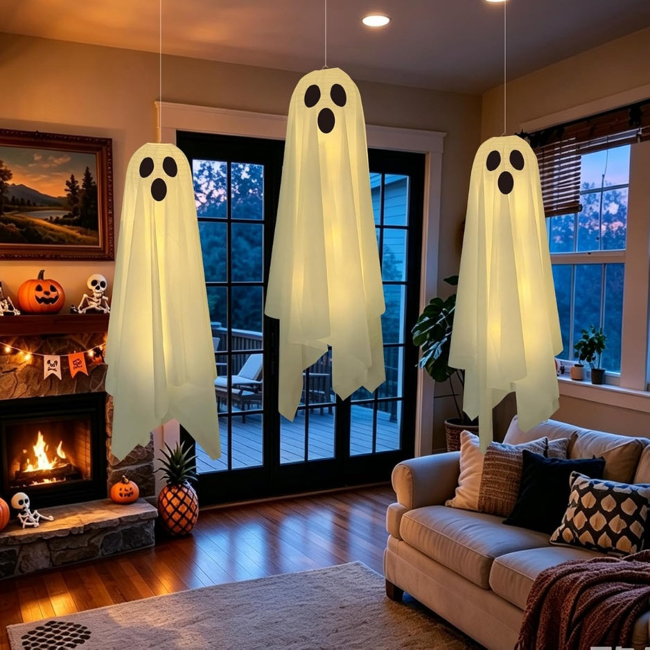 Halloween Decor, 3 Pack Light Up Halloween Hanging Ghosts Decor