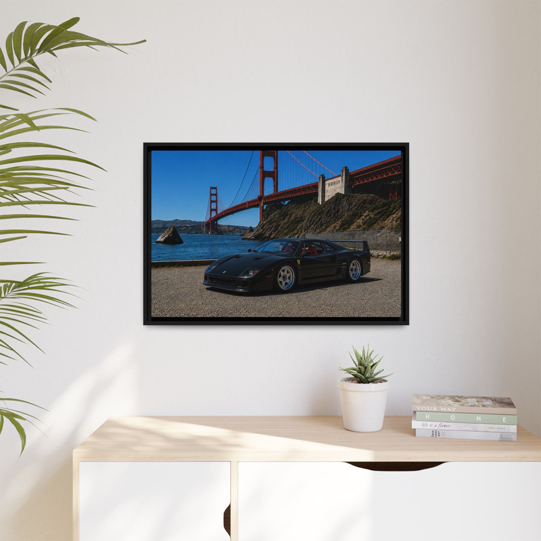 Ferrari F40 1987 At Golden Gate — Stunning Framed Matte Canvas Wall Art