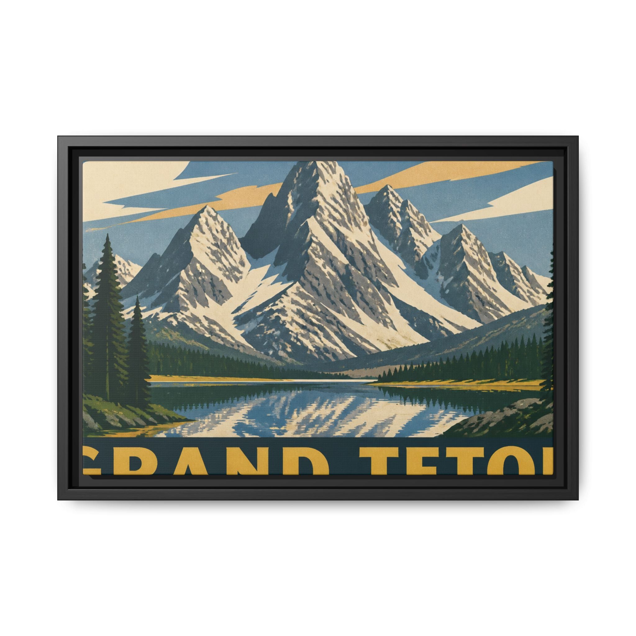 Grand Teton Vintage Travel Poster Canvas Wall Art Print Ready to Hang