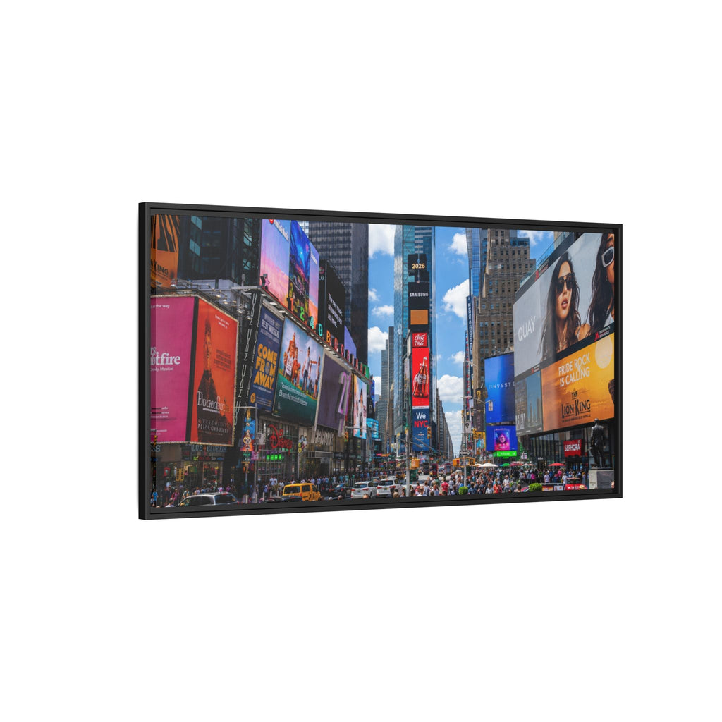 Times Square New York Matte Canvas Framed Wall Art — Vibrant Cityscape Photography