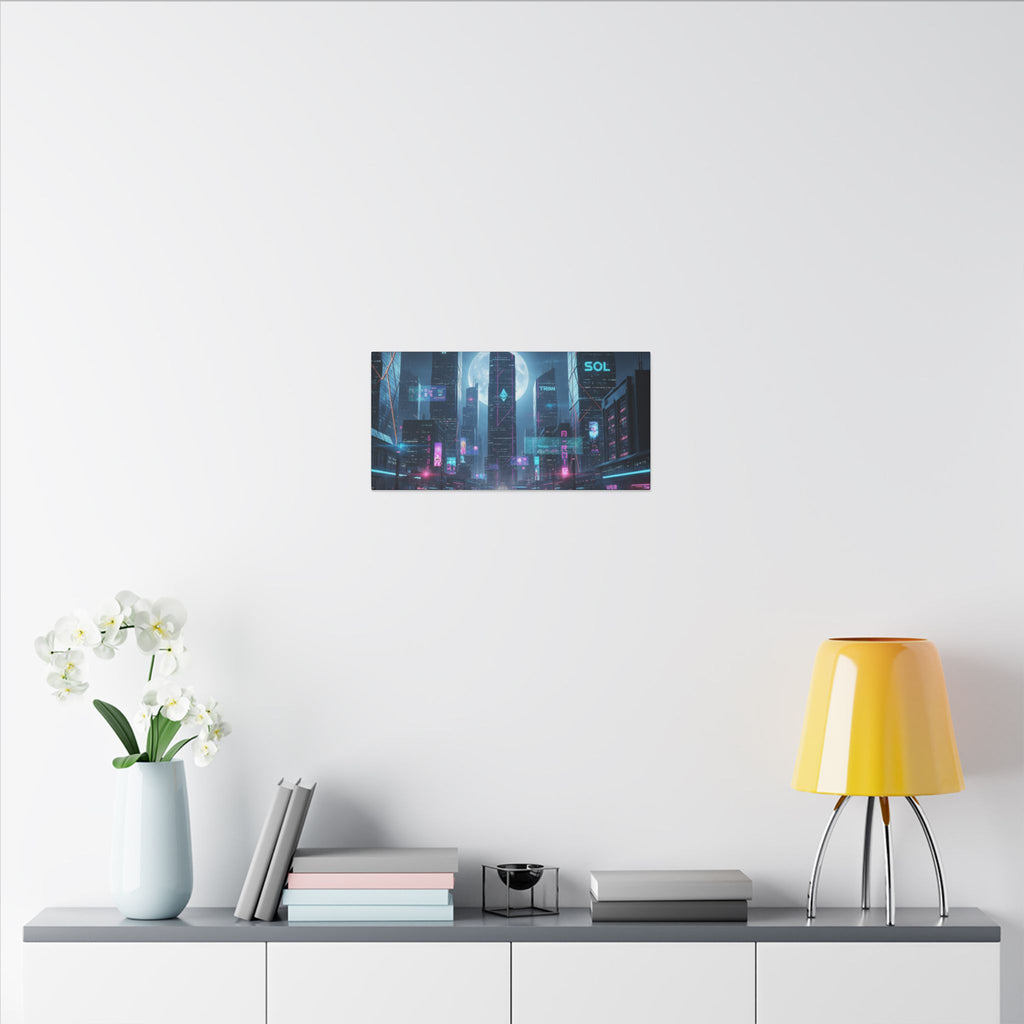 Cybercity Neon Canvas Print — Futuristic Nightscape Wall Art