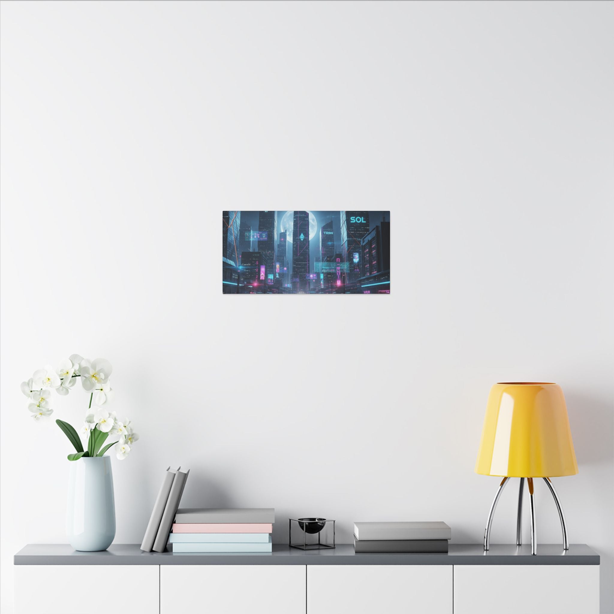 Cybercity Neon Canvas Print — Futuristic Nightscape Wall Art