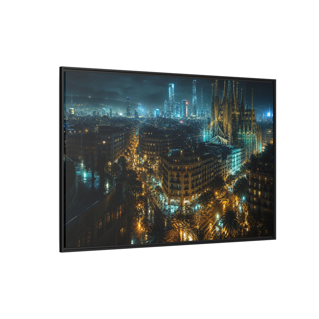 Barcelona Night Canvas Wall Art Print Ready to Hang