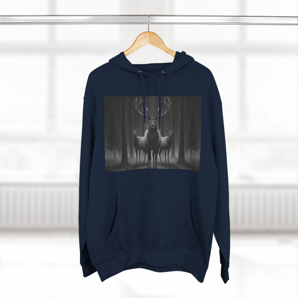 Mystic Stag Hoodie — Dark Forest Elk Trio Graphic Fleece