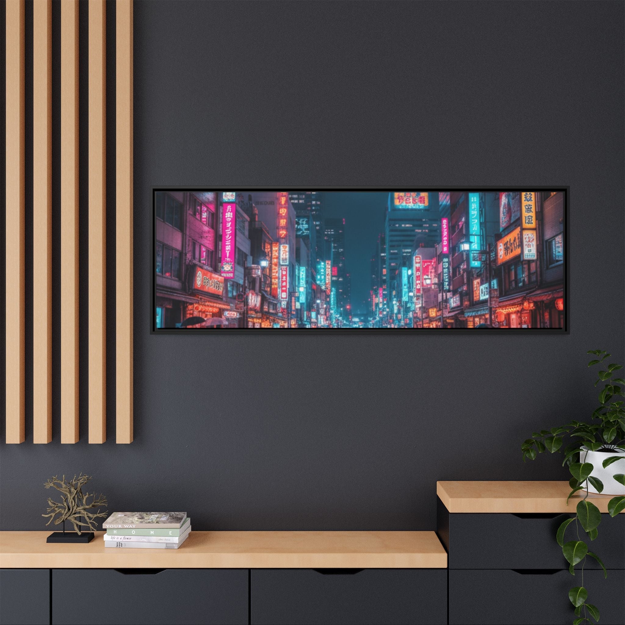 Japan Nightscape Canvas Framed Print - Stunning - Vibrant