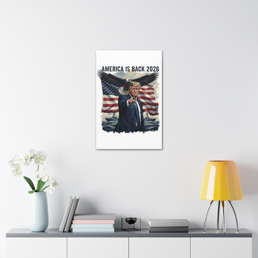 Patriotic 'America Is Back 2026' Canvas Wall Art