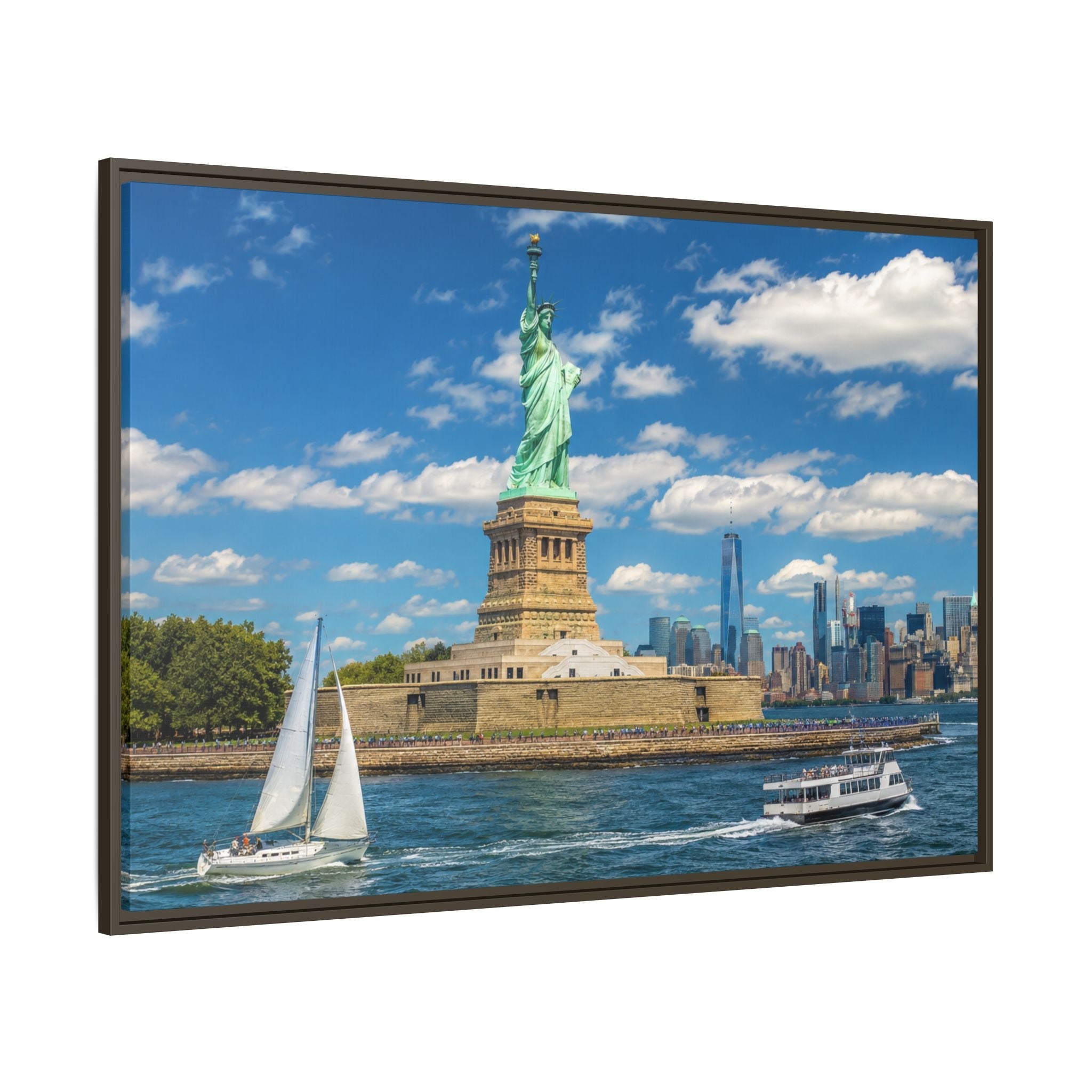 Statue of Liberty Matte Framed Canvas Print — New York City Landmark Wall Art