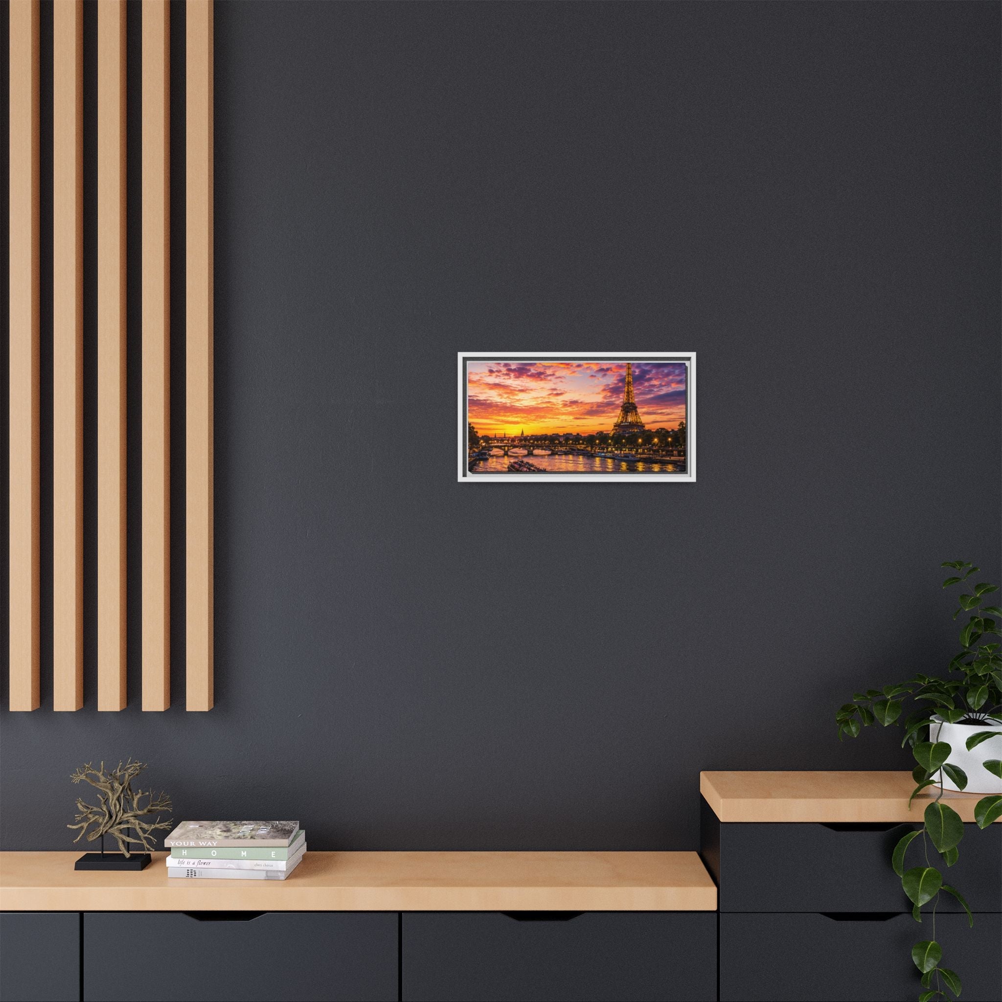 Paris Sunset Matte Canvas Wall Art - Framed - Stunning Picture
