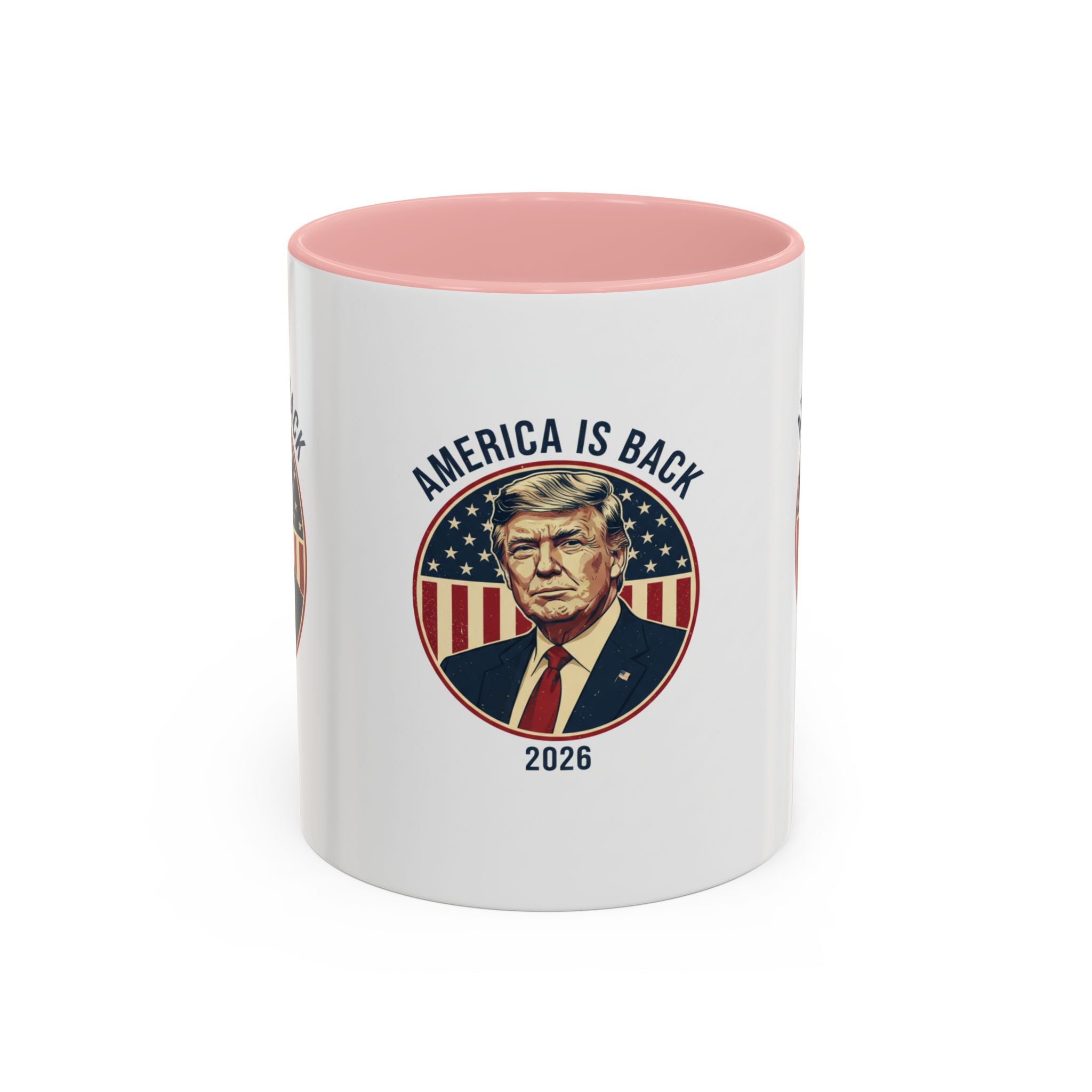 America Is Back 2026 Accent Coffee Mug — Patriotic Trump Campaign Ceramic Mug