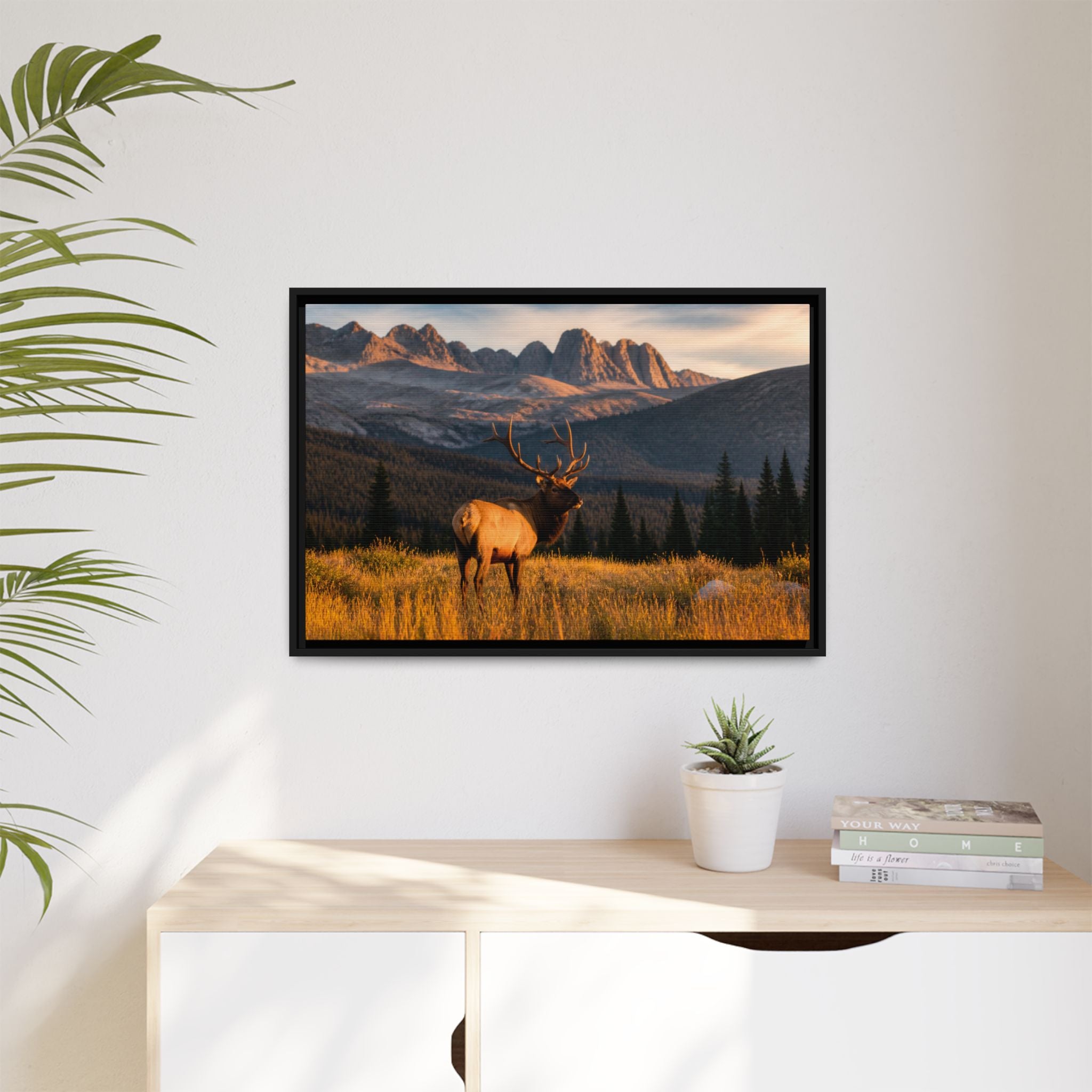 Elk Golden Hour Canvas Wall Art Print Ready to Hang