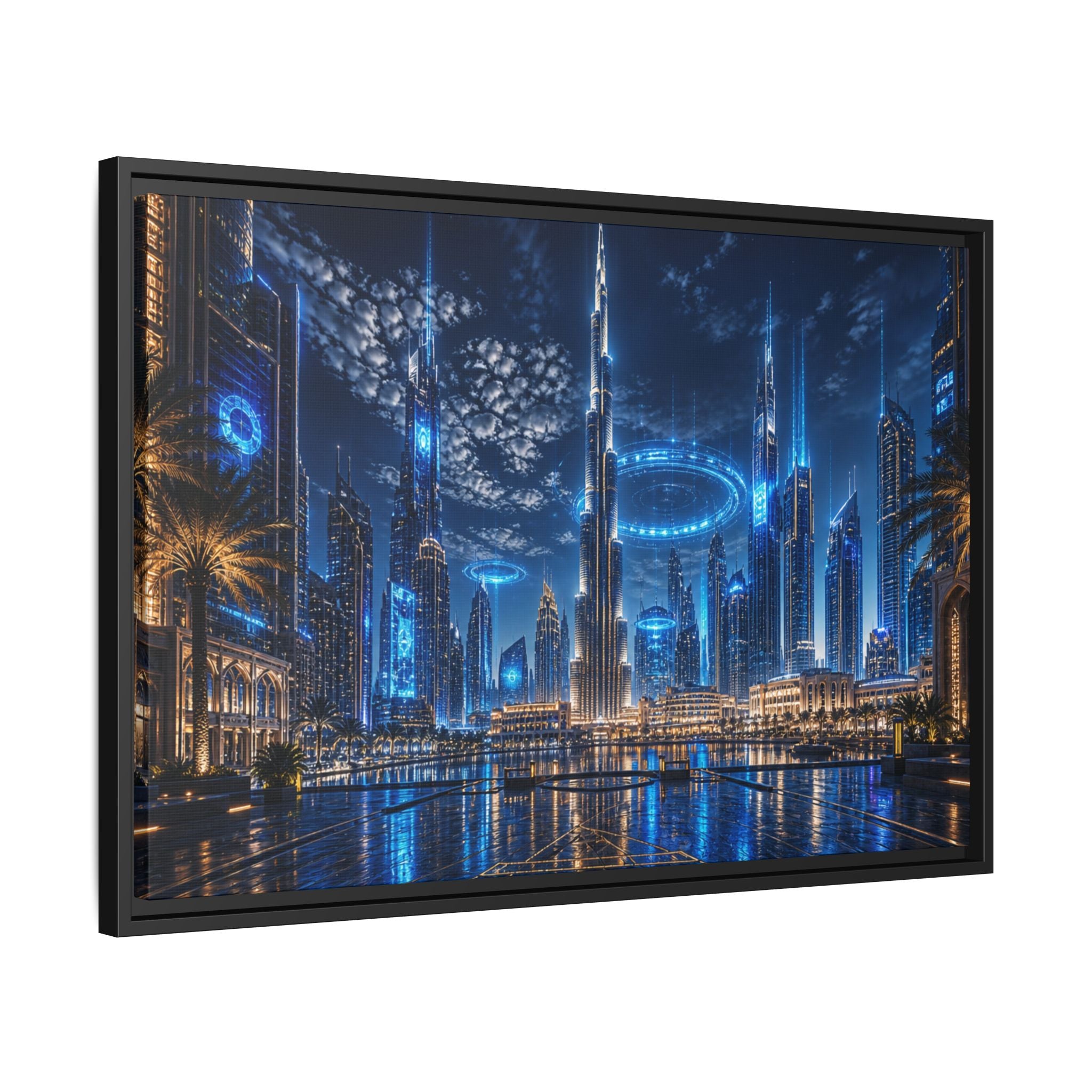Dubai Night Skyline Canvas Wall Art Print Ready to Hang