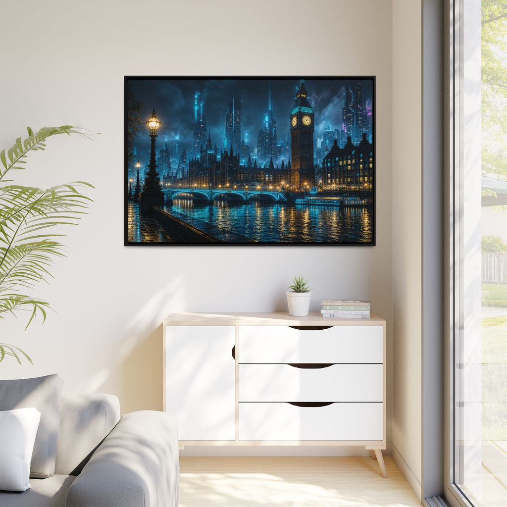 London Thames Night Canvas Wall Art Print Ready to Hang