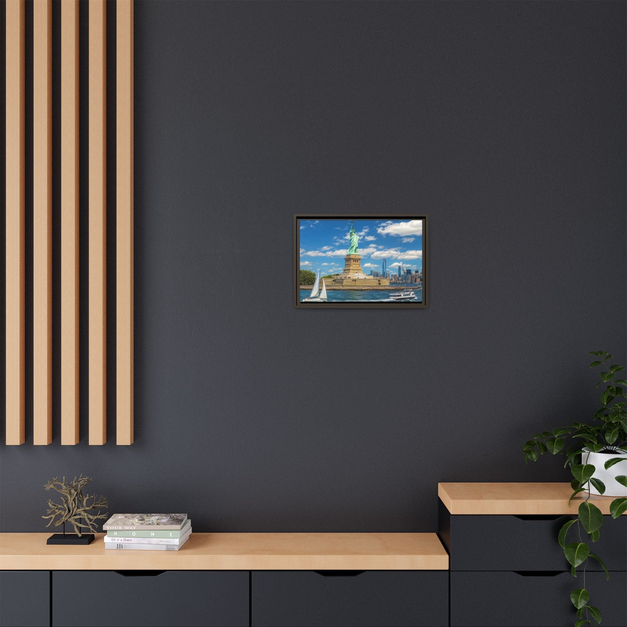 Statue of Liberty Matte Framed Canvas Print — New York City Landmark Wall Art