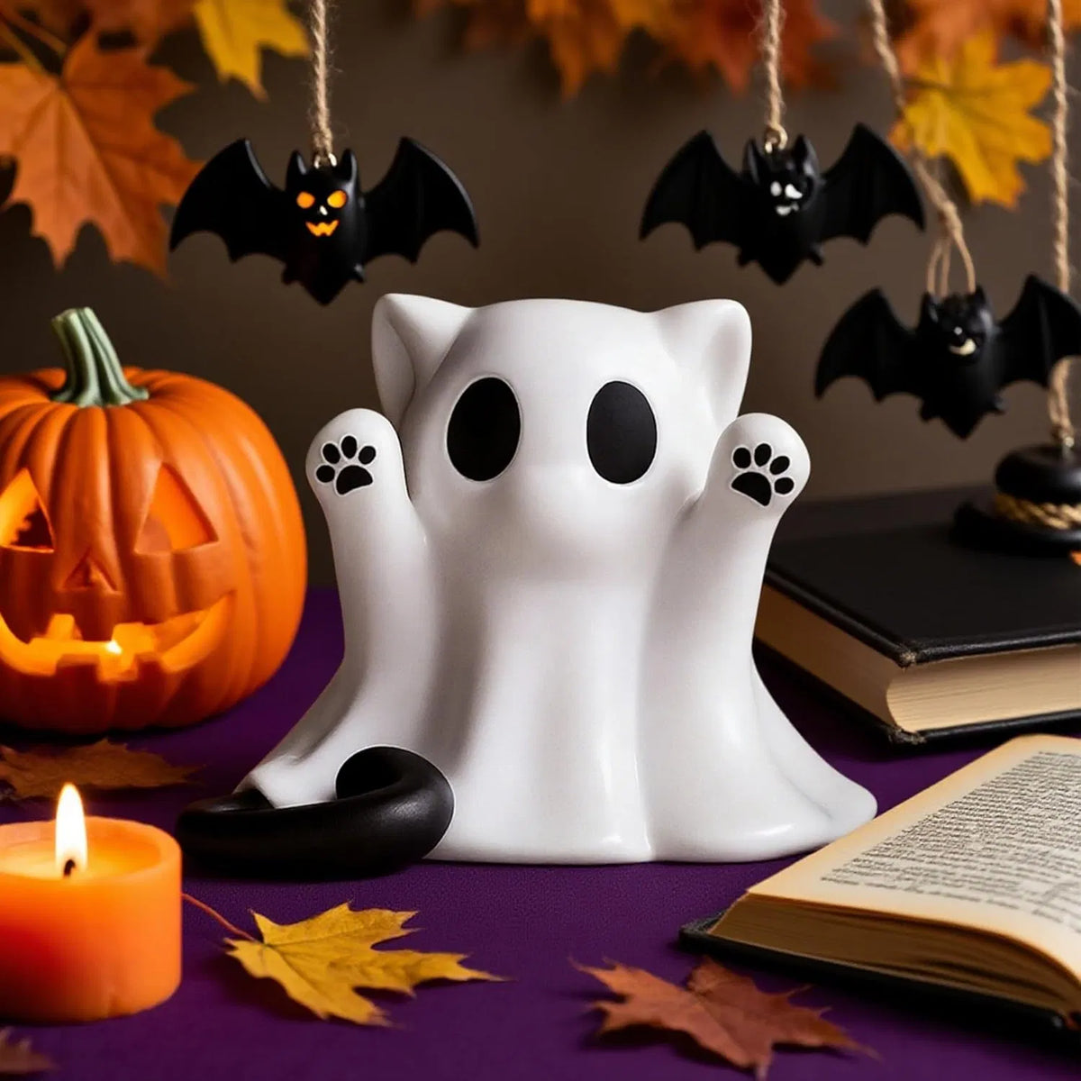 Halloween Ghost Figurine, Spooky Resin Ghost Statue, Cute Ghost Halloween