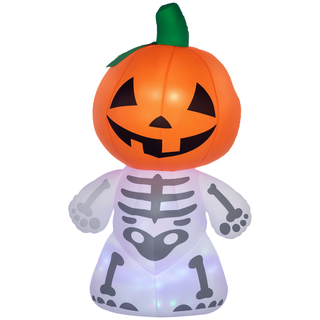 6ft Halloween Inflatables Outdoor Decorations, Smiling Skeleton Ghost with
