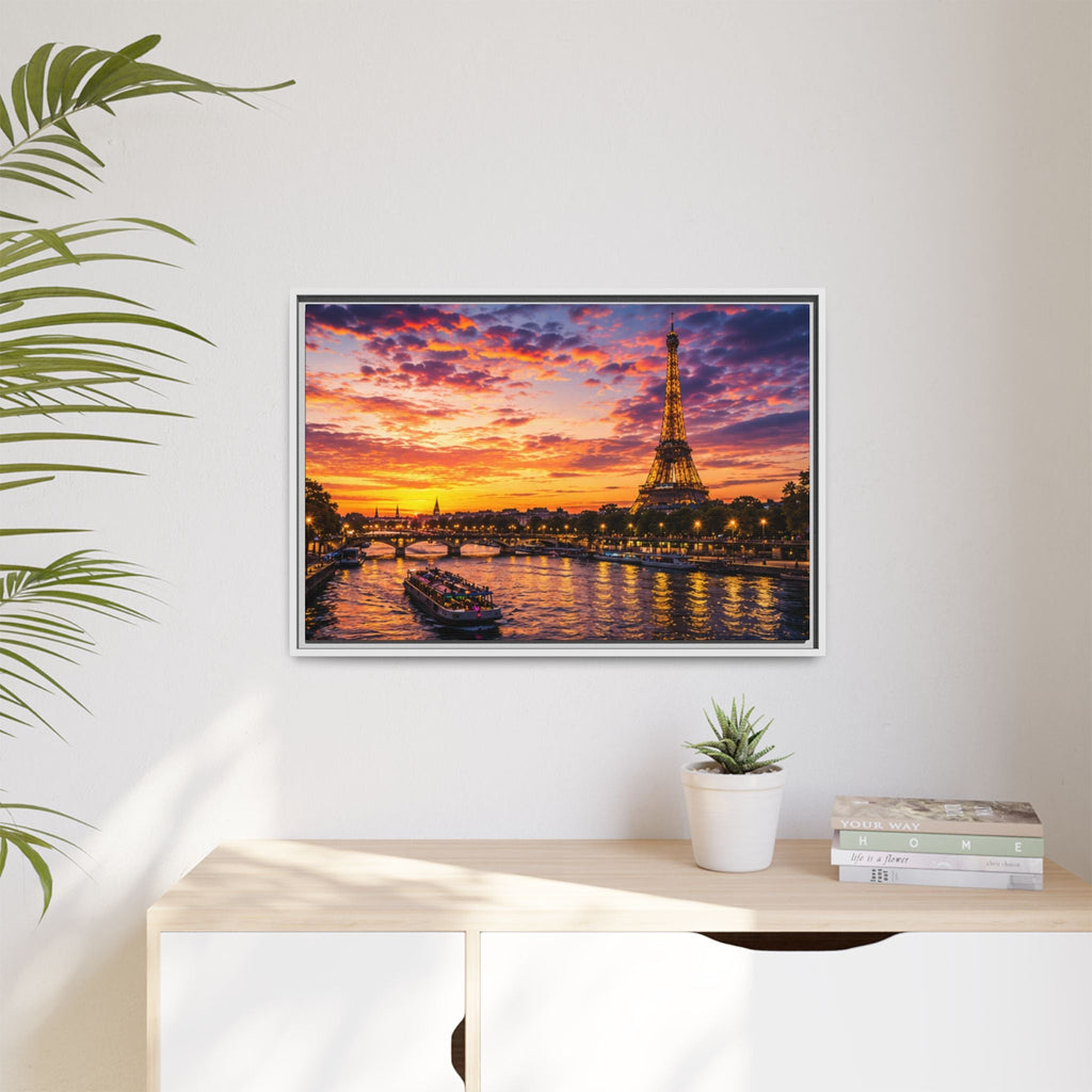 Paris Sunset Matte Canvas Wall Art - Framed - Stunning Picture