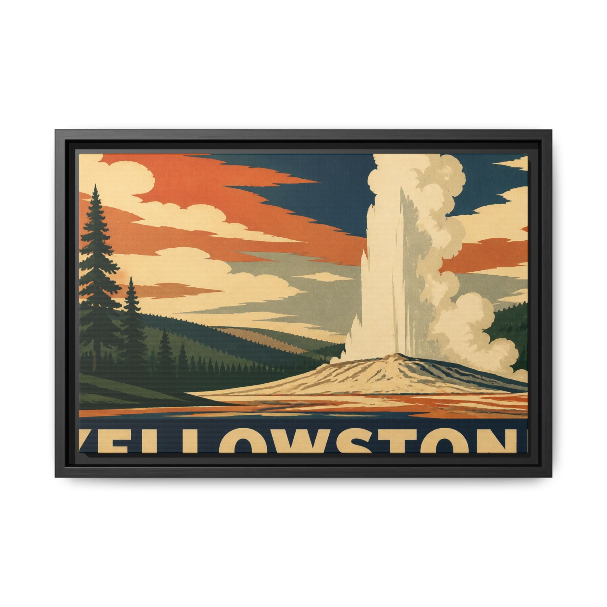 Yellowstone Vintage Travel Poster Canvas Wall Art Print Ready to Hang
