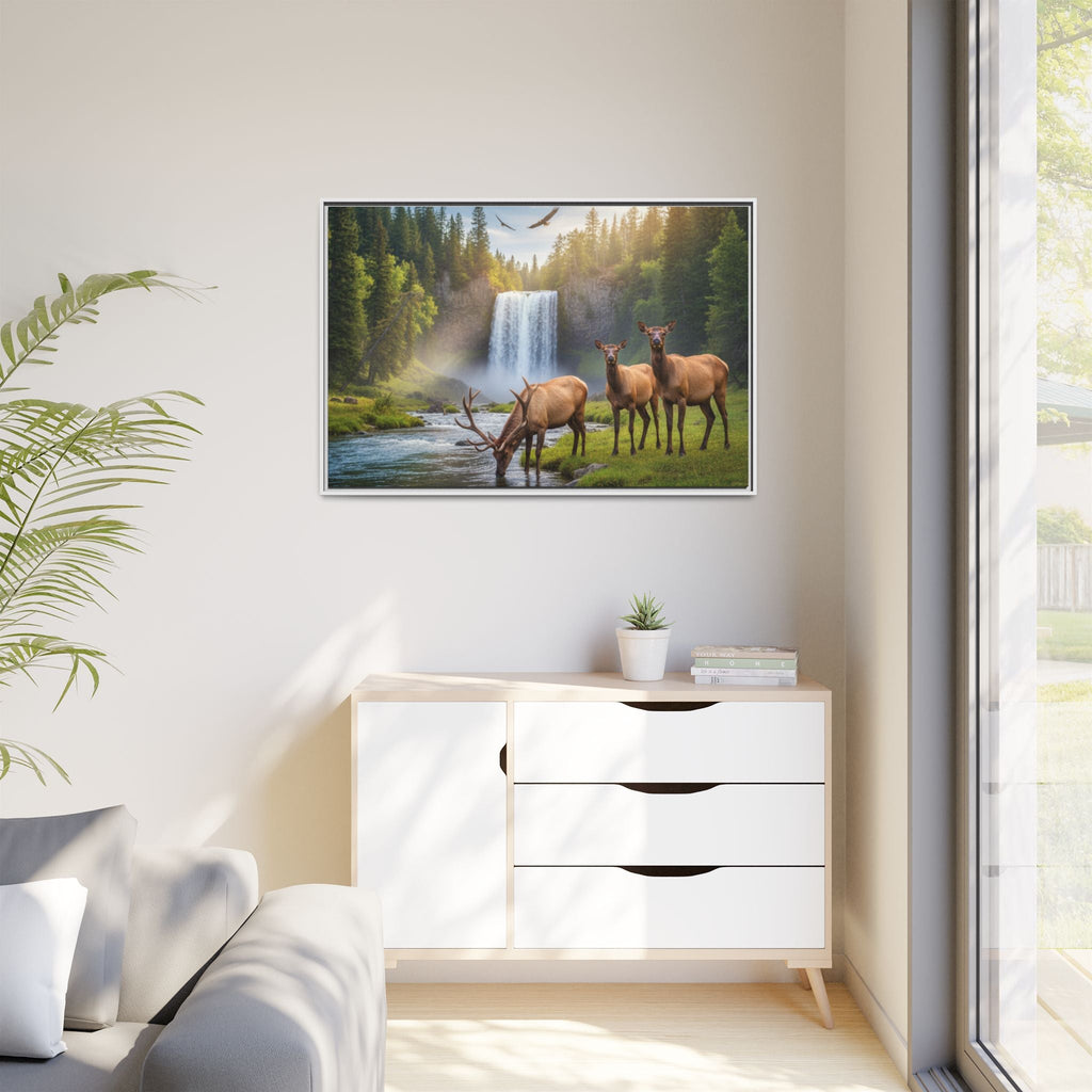 Elk Forest Landscape Wall Art - Eagles Flying - Stunning
