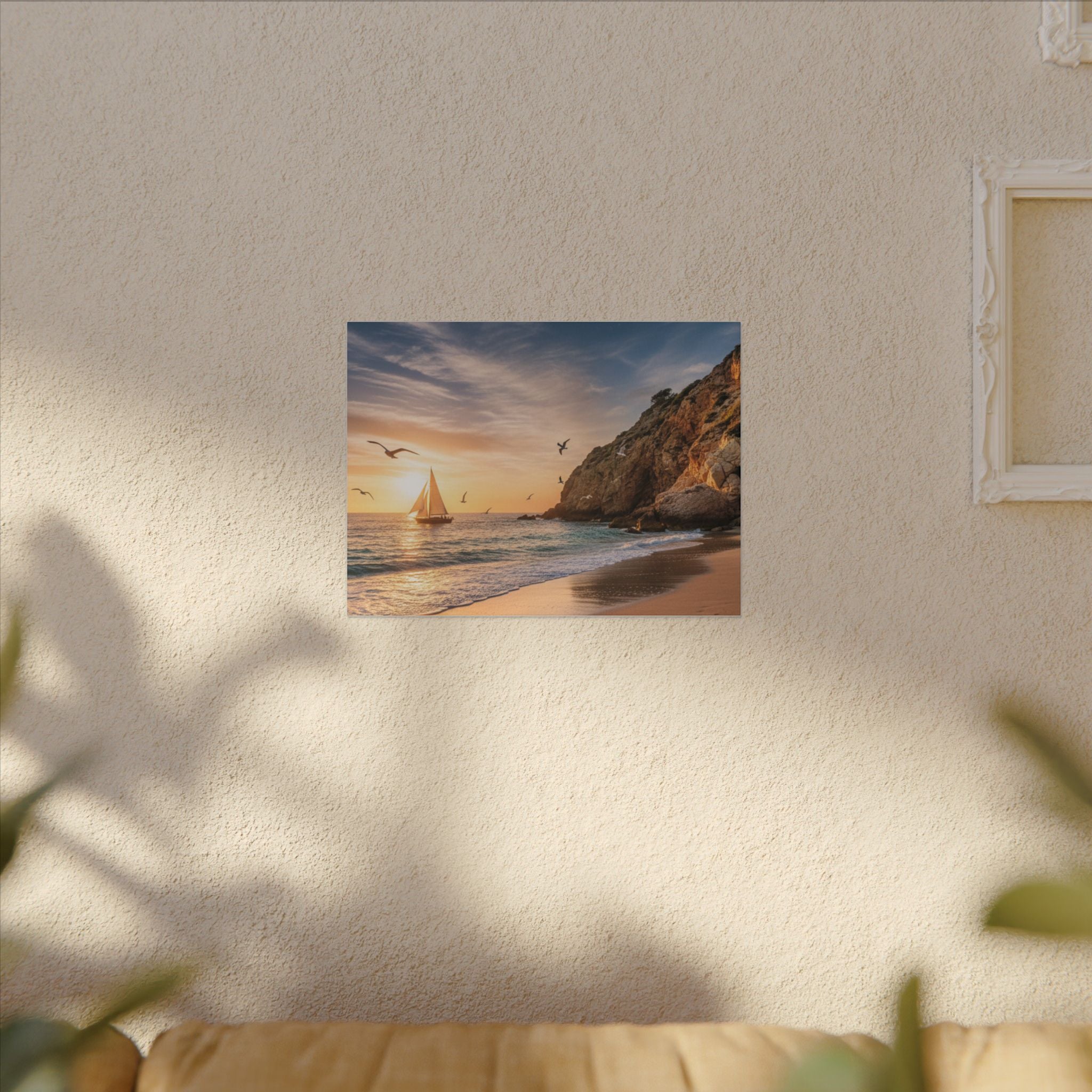 Seaside Sunset Sail Canvas
