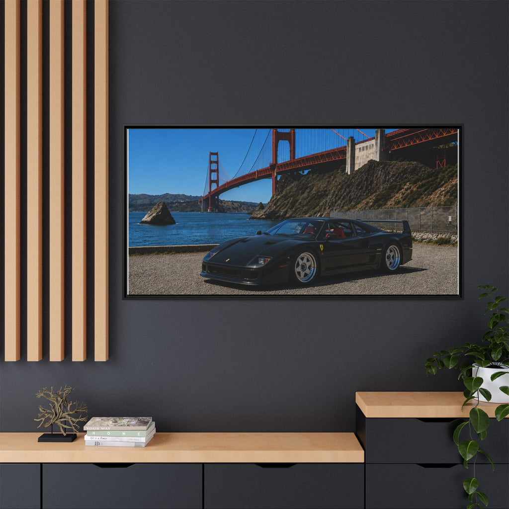 Ferrari F40 1987 At Golden Gate — Stunning Framed Matte Canvas Wall Art