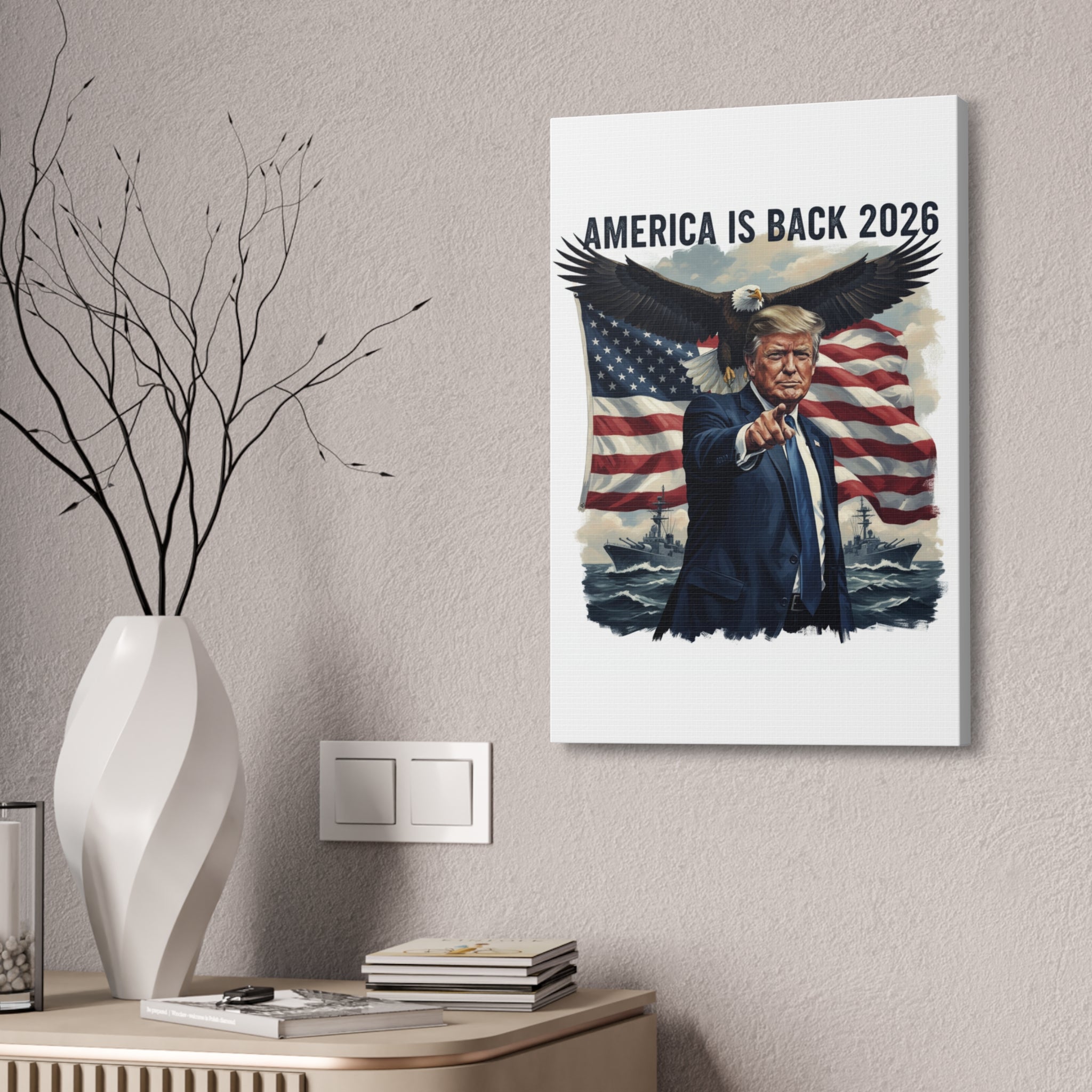Patriotic 'America Is Back 2026' Canvas Wall Art