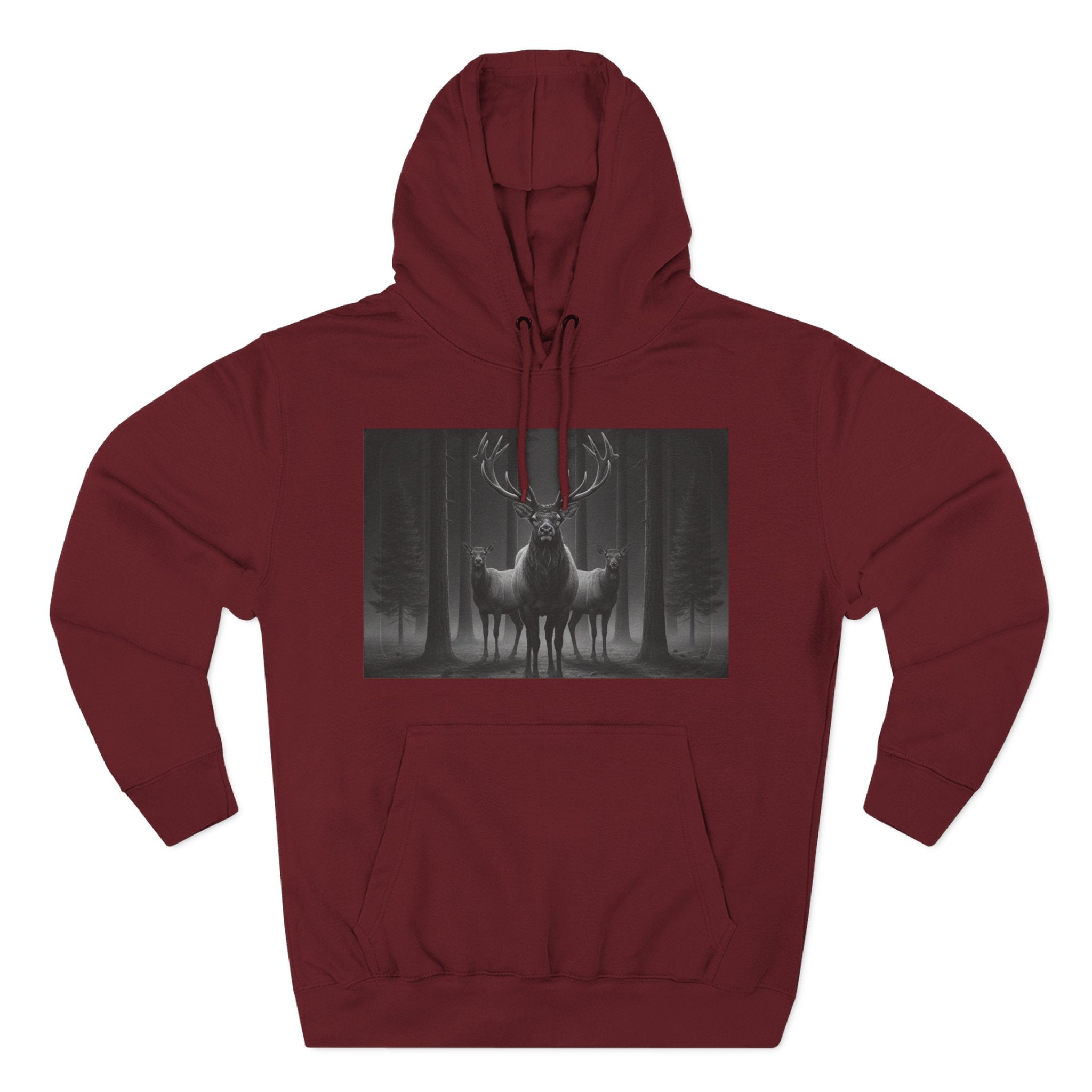 Mystic Stag Hoodie — Dark Forest Elk Trio Graphic Fleece