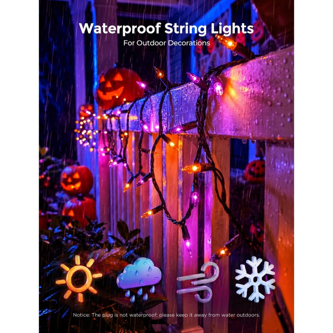 20FT Purple Orange Halloween Lights For Outdoor Indoor Decorations Incandescent