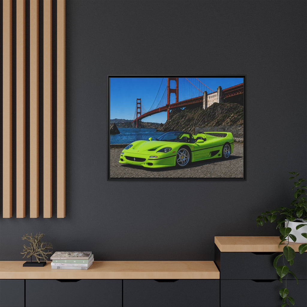 Ferrari F50 1995 — At Golden Gate Bridge - Framed Canvas Art - Stunning