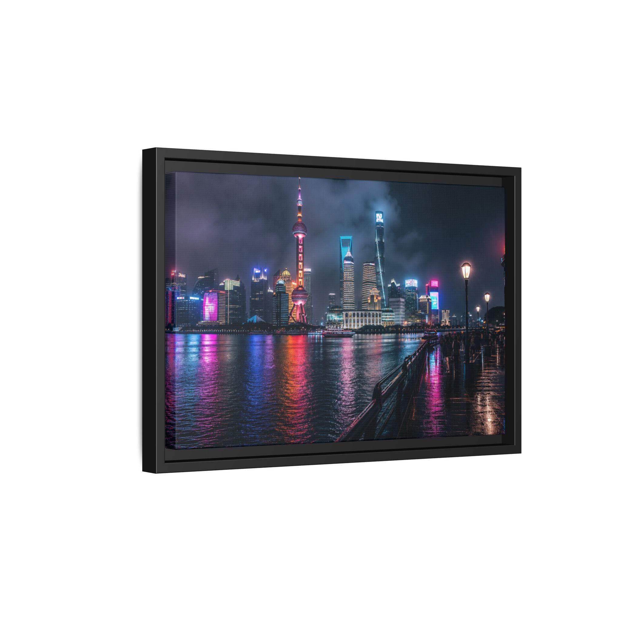 Shanghai Neon Night Canvas Wall Art Print Ready to Hang