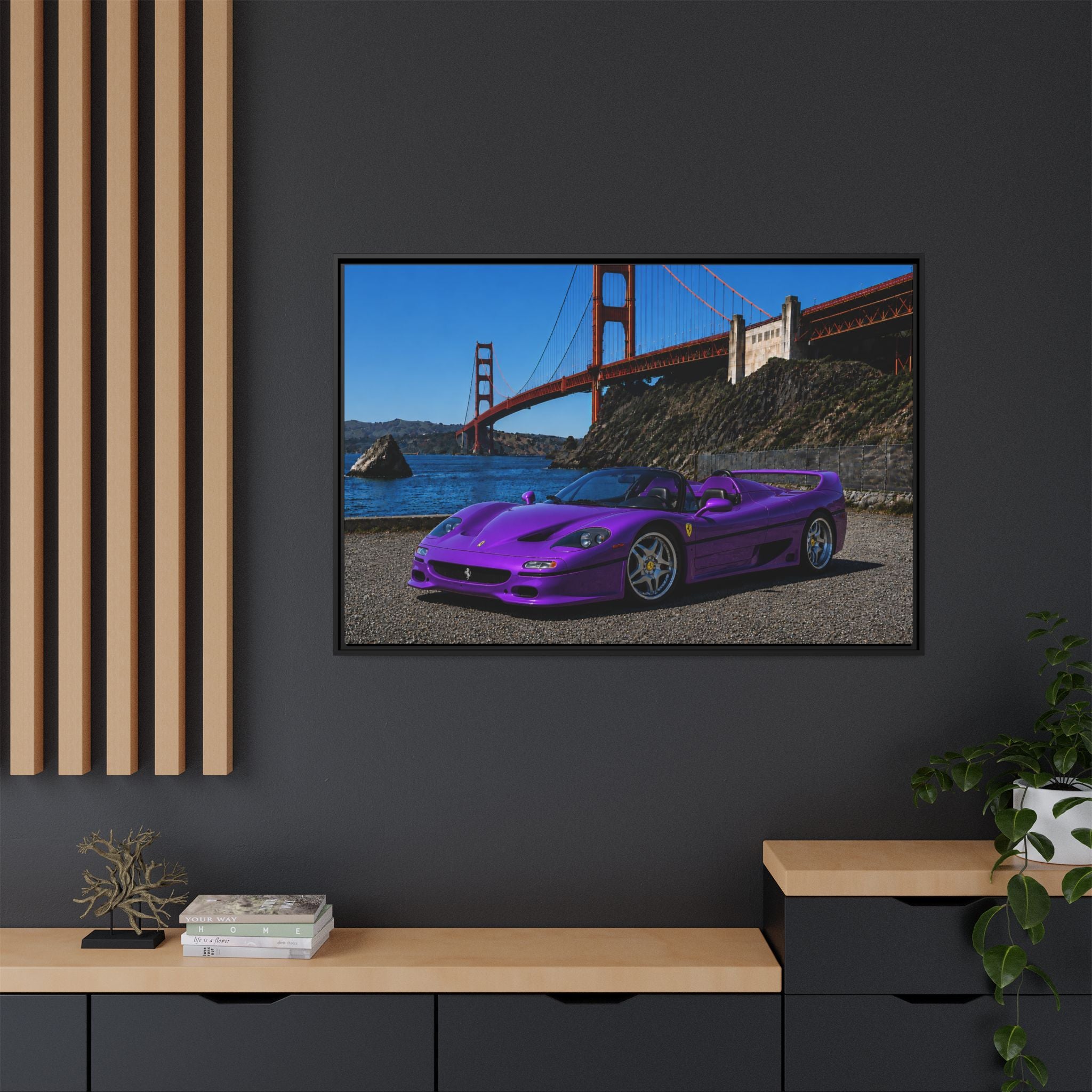 Ferrari F50 1995 — Stunning Canvas Print - At Golden Gate Bridge