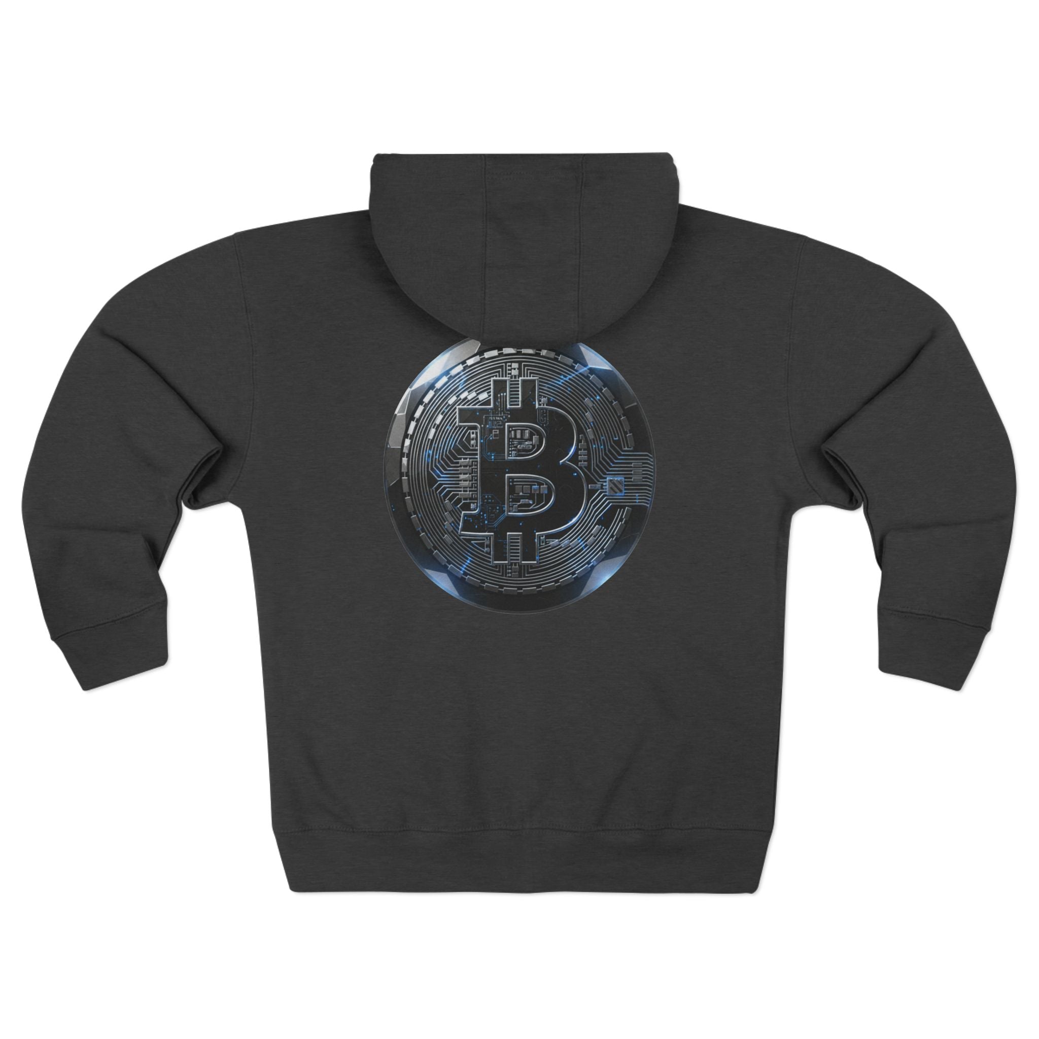 Bitcoin Coin Zip Hoodie — Crypto Logo Zip-Up Hoodie for Bitcoin Enthusiasts