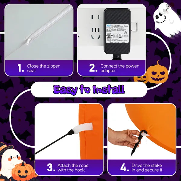 8FT Long Halloween Inflatables Pumpkins Ghost Outdoor Decorations, Blow Up Yard