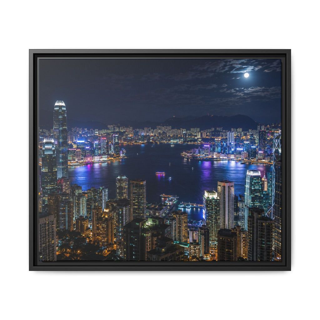 Hong Kong Night City Skape — Nighttime Harbor Skyline - stunning image