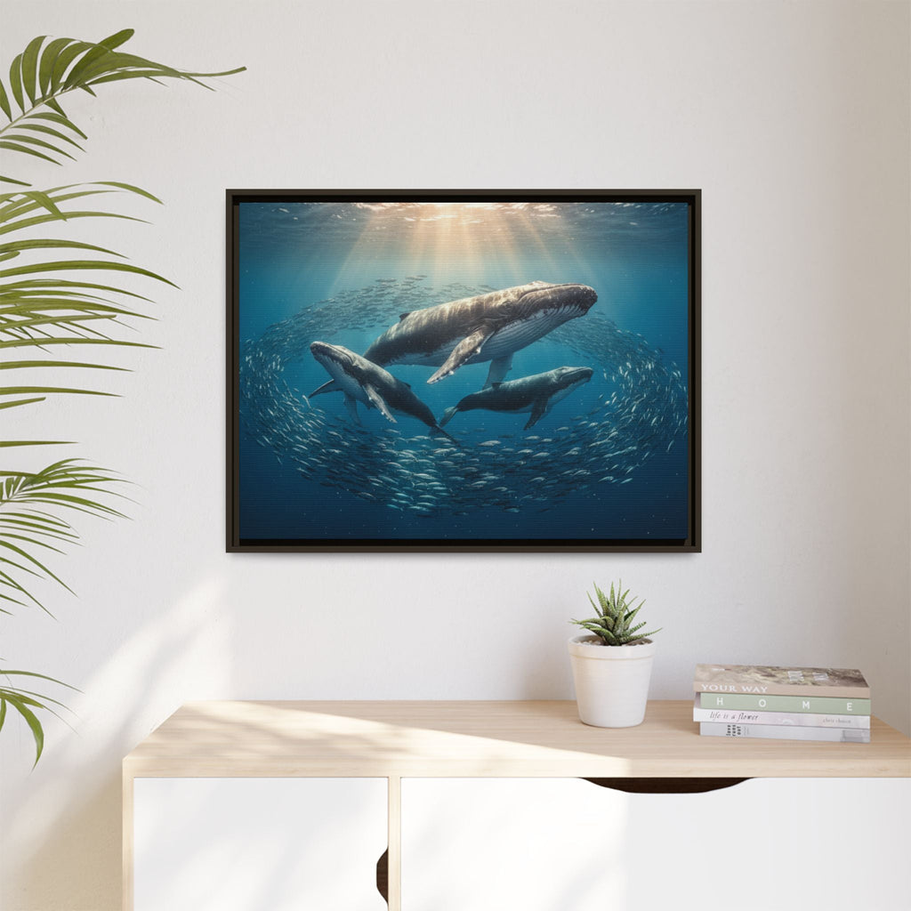 Whale Family Canvas Wall Art - Framed - Stunning