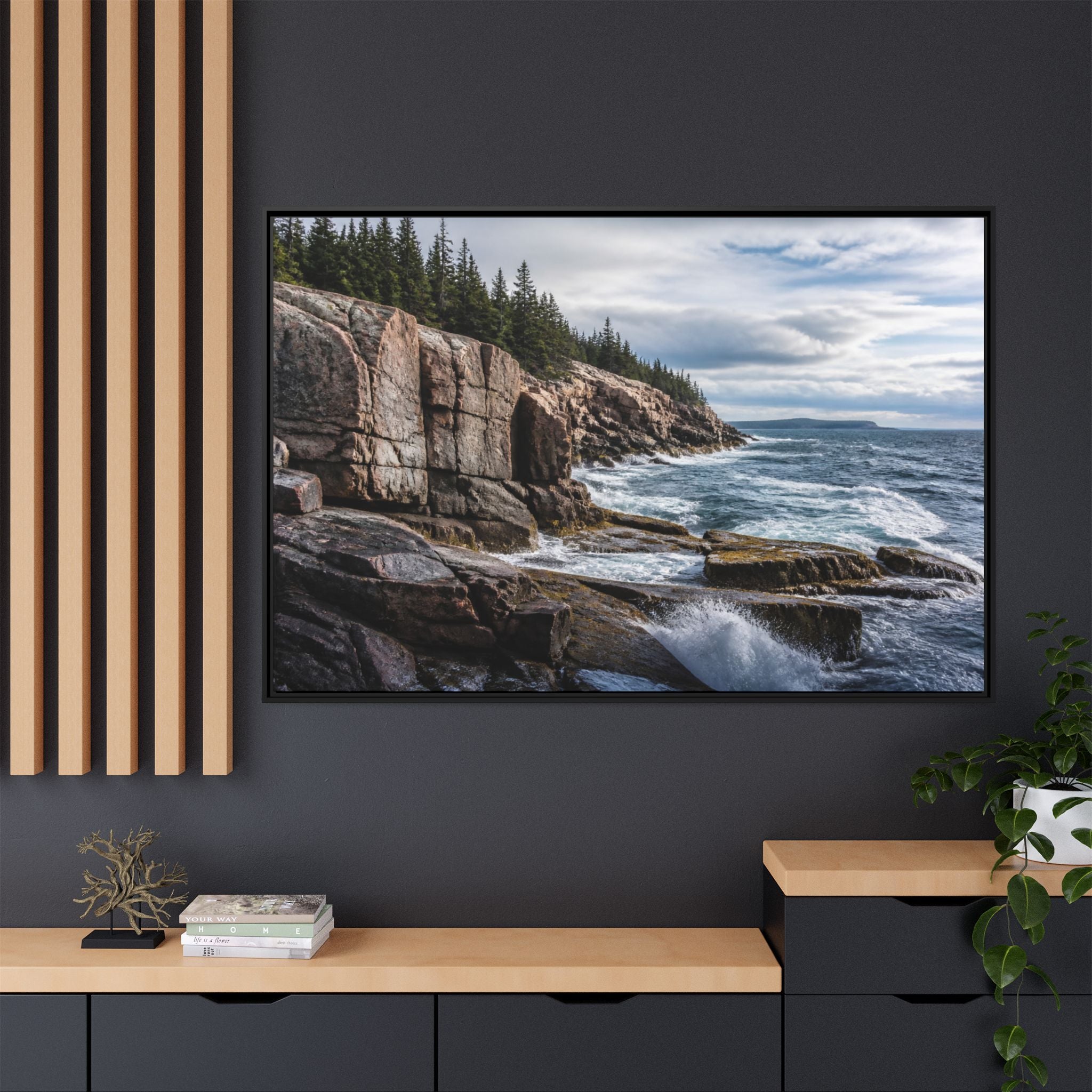 Acadia Shore Waves Canvas Wall Art Print Ready to Hang