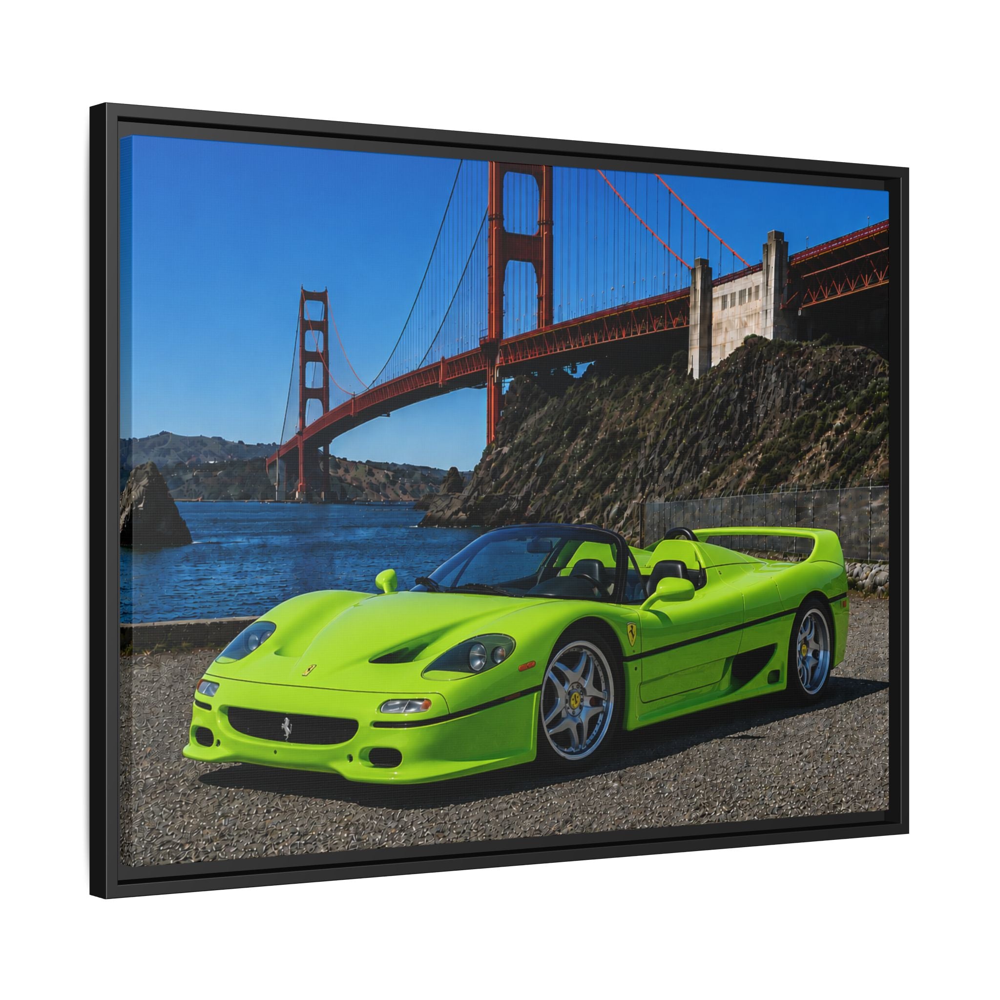 Ferrari F50 1995 — At Golden Gate Bridge - Framed Canvas Art - Stunning