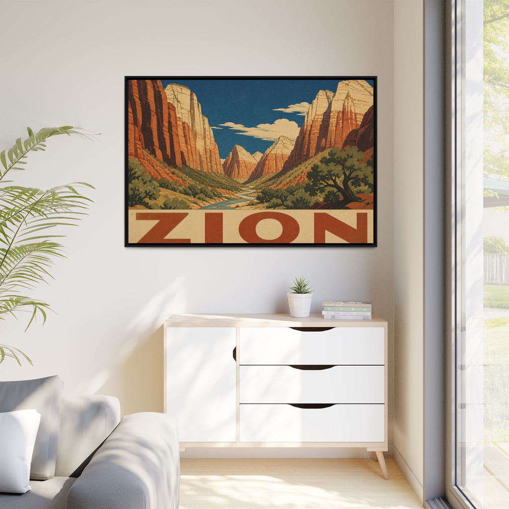 Zion Vintage Travel Poster Canvas Wall Art Print Ready to Hang